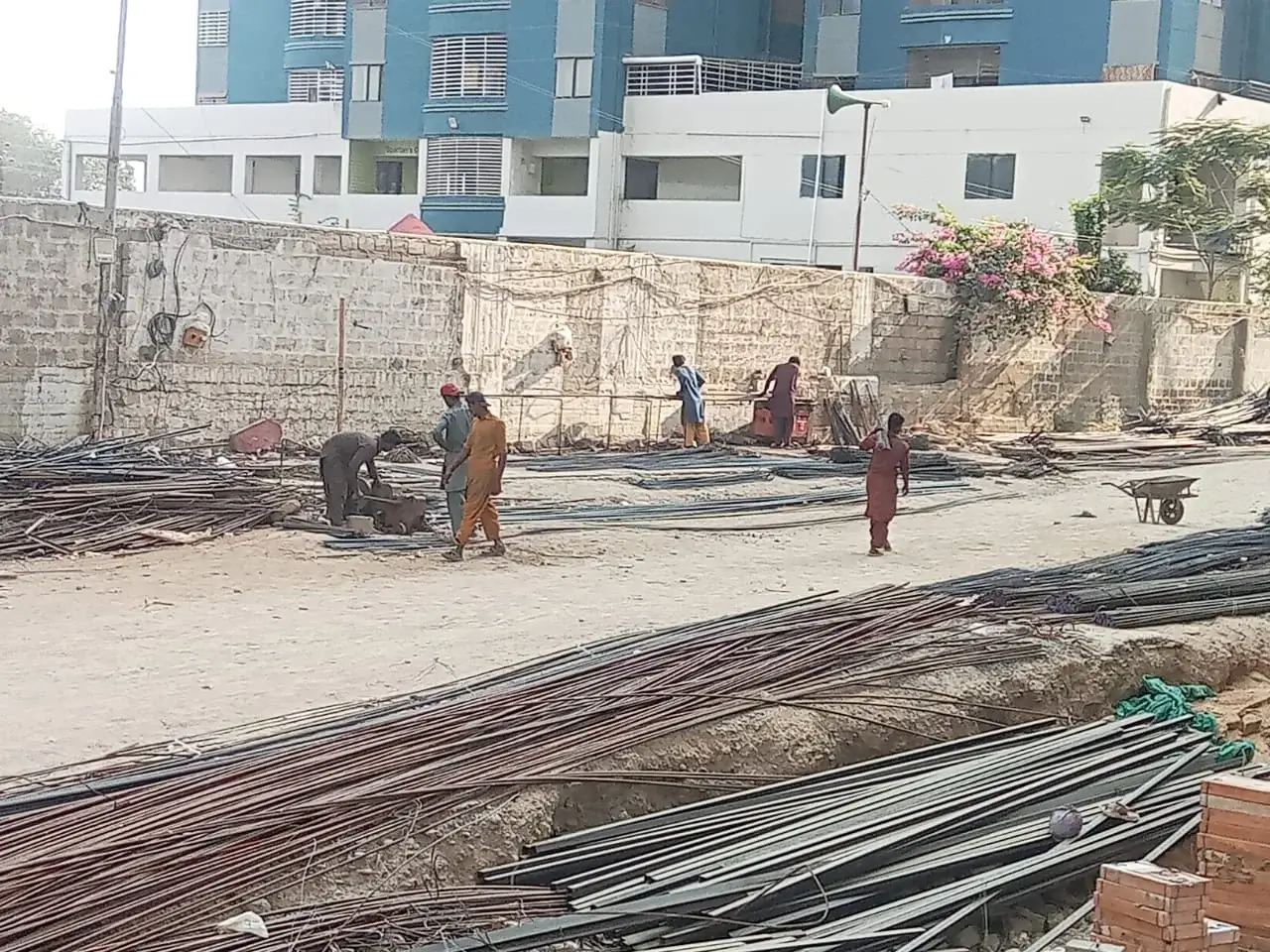 Construction team at work
